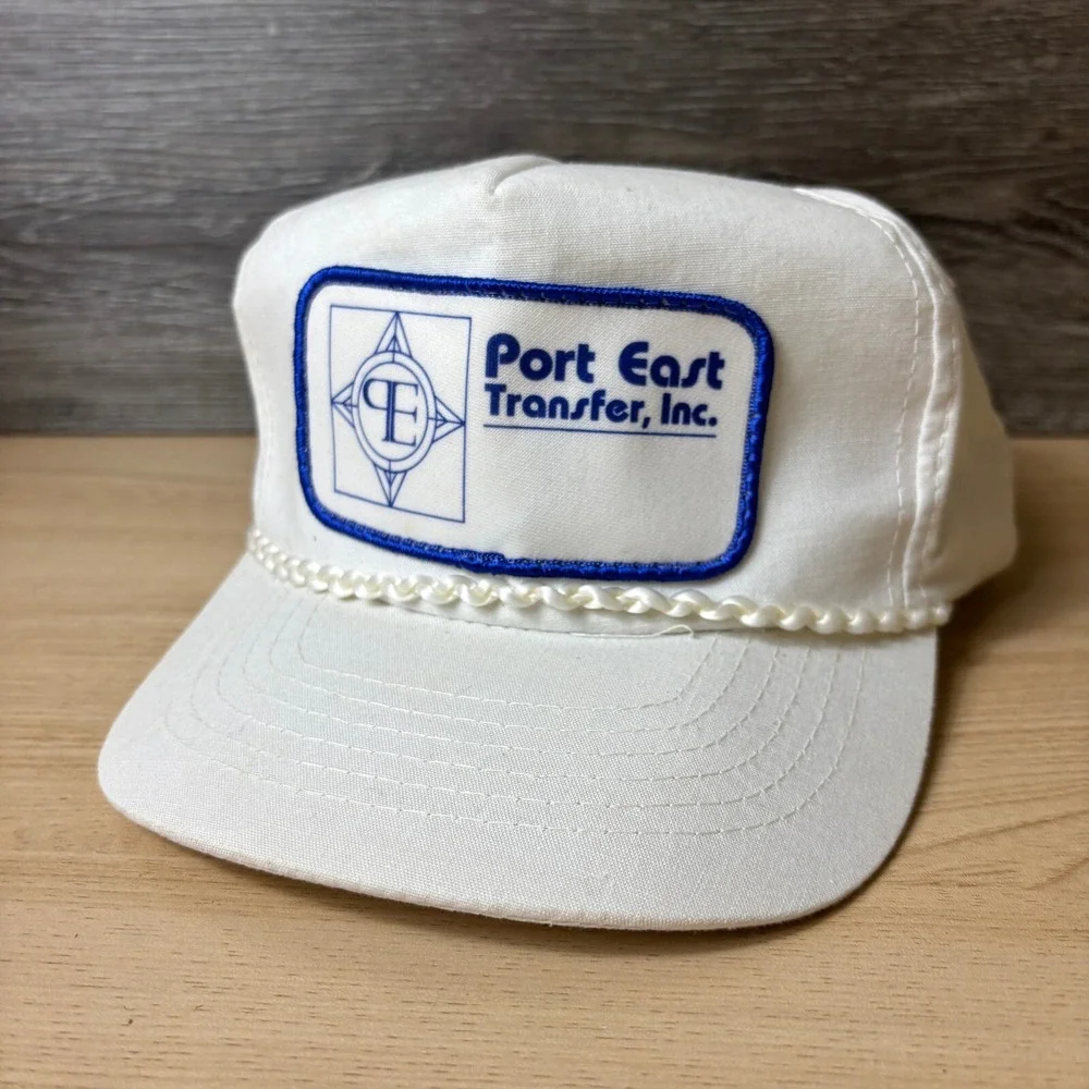 Vintage Port East Transfer Inc Hat Cap Snap Back White Trucker Adjustable‎